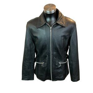 Wilsons Genuine Leather Moto Full Zip Jacket Mens XL Black